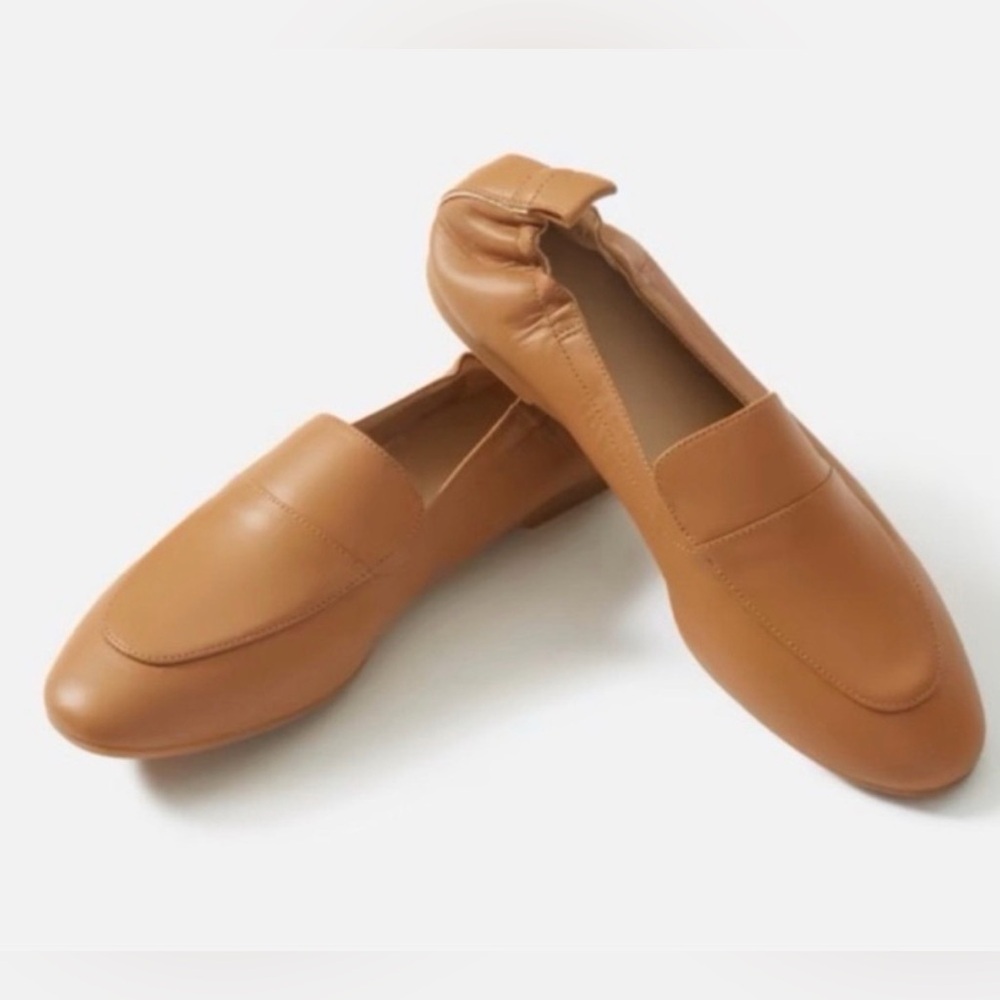 EVERLANE The Day Loafers Flat Shoes Tan Camel Leather Elastic Slip On 8